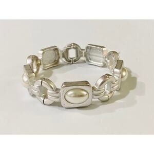 Pearl & Silver Chunky Chain Bracelet